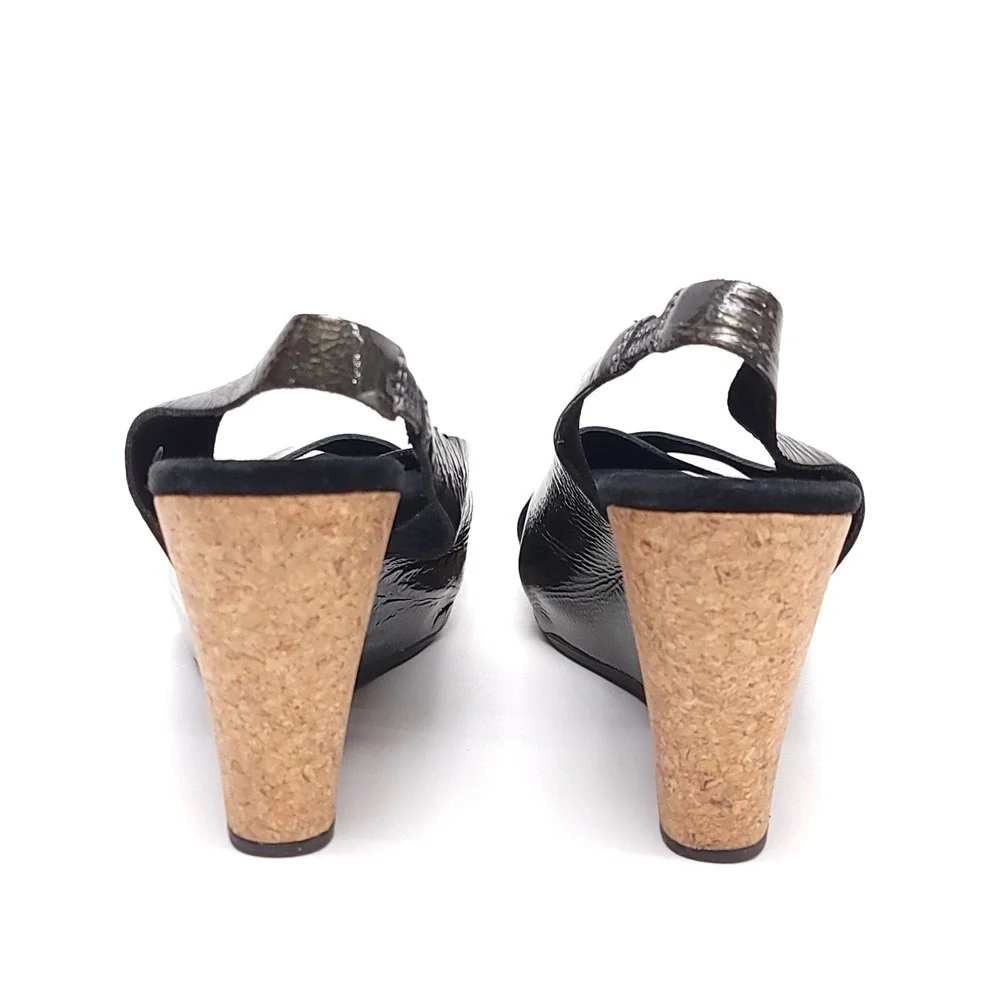 UGG Lucianna Metallic Bronze Leather Cork Wedge‎ Sandals Womens 8